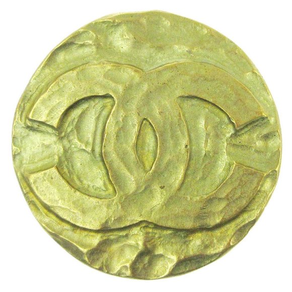 Authentic CHANEL CC Logos Medallion Motif Brooch Pin Corsage Gold-Tone 95P - Picture 5 of 5